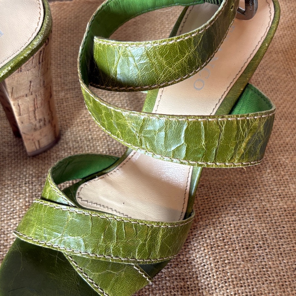Franco Sarto Green Strappy Heeled Sandals - Picture 9 of 12